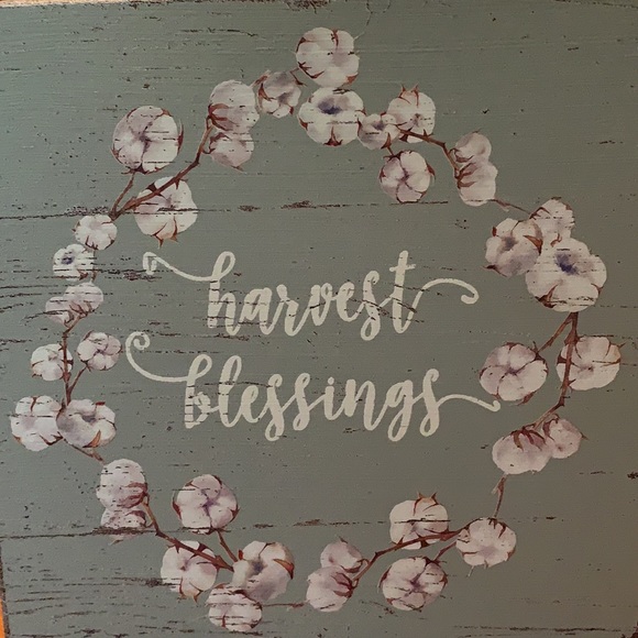 Harvest Blessings Wooden Square 8 x 8 Decorative Sign - Picture 3 of 7